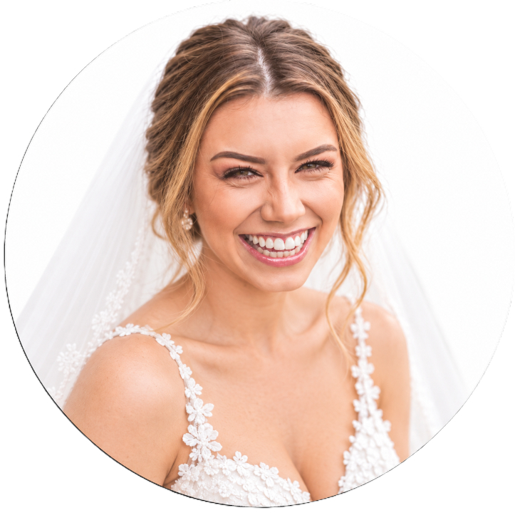 Maria wearing her wedding dress.